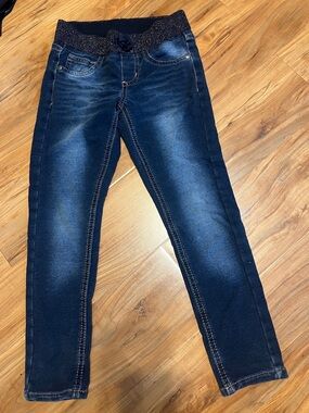 Girls Dark Blue Pull-On jeggings Stretch Jeans